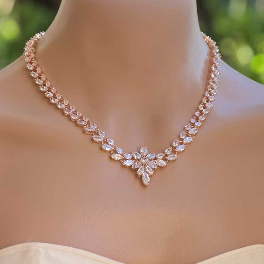 Party-necklace-by-roopo Premium Artificial Diamond Party Necklace – Elegant V-Shape Design by Roopo - Image 1