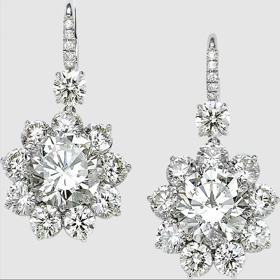 dfgdfgf Sparkling Floral Diamond Look Earrings – Bridal Jewellery - Image 1