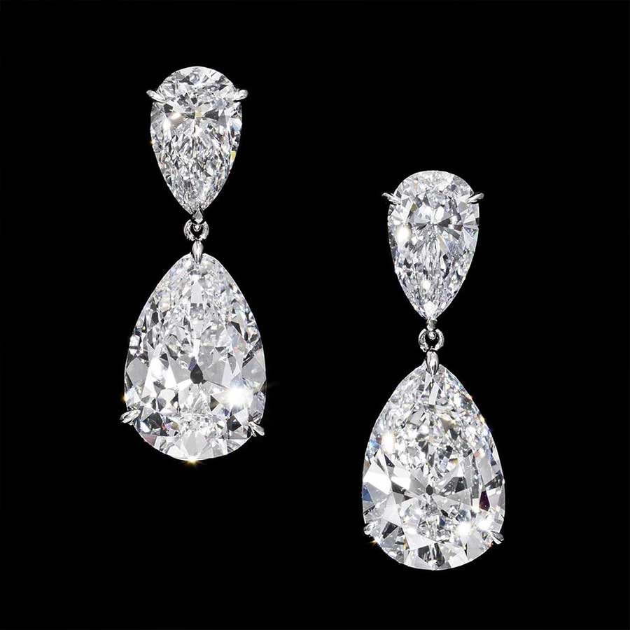 fdgdfgds Royal Double Teardrop Diamond Look Earrings - Image 1