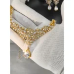 Royal Floral V-Shape CZ Partywear Necklace Set (Diamond Alternative) - Image 2