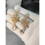 Royal Floral V-Shape CZ Partywear Necklace Set (Diamond Alternative) - Image 3