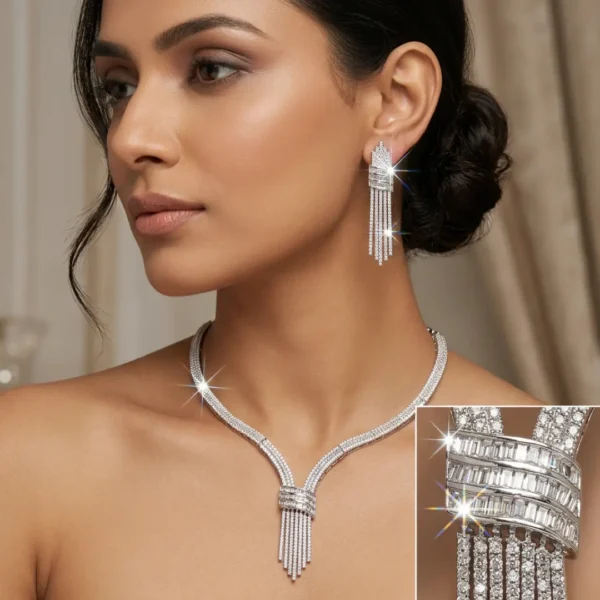 Baguette CZ Partywear Necklace Set