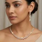 Pear Solitaire American Diamond Partywear Necklace