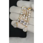 Y-Drape Solitaire American Diamond Partywear Necklace Set - Image 4