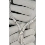 Modern Y-Drape Baguette CZ Partywear Necklace Set (Diamond Alternative) - Image 2